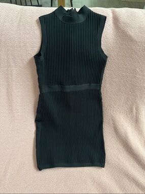 Windsor Black Ribbed Sleeveless Mini Dress